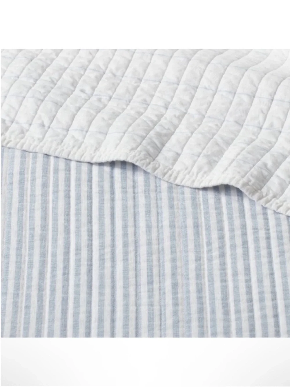 NWT Full/Queen Reversible Cotton Stripe Quilt Light Blue - Threshold